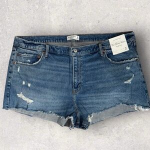 Abercrombie The Mom Short High Rise Dark Wash Plus Size 22x2.5 New